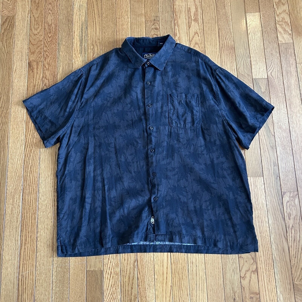 Nat Nast‎ Hawaiian Shirt Mens 2XL Silk Blend Short Sleeve Vacation Resort